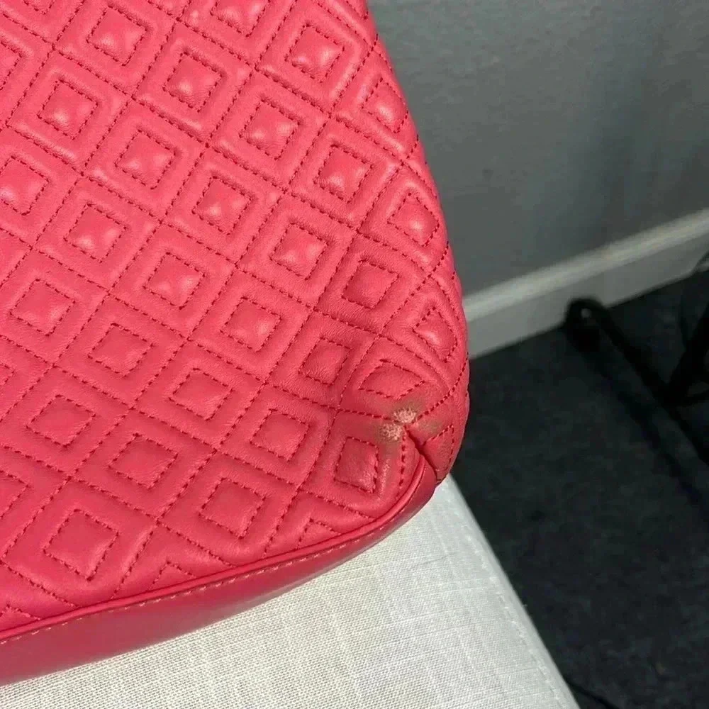 Tory Burch Marion Quilted Chain Slouchy Tote In Peony Bag Purse Chain Coral Pink - Picture 16 of 16